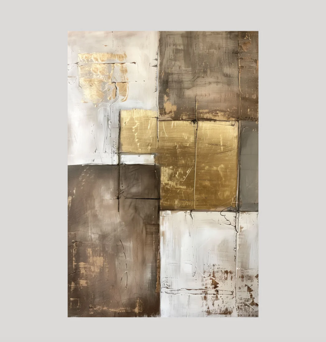 Set 2 Cuadros Abstractos Dorados y Beige