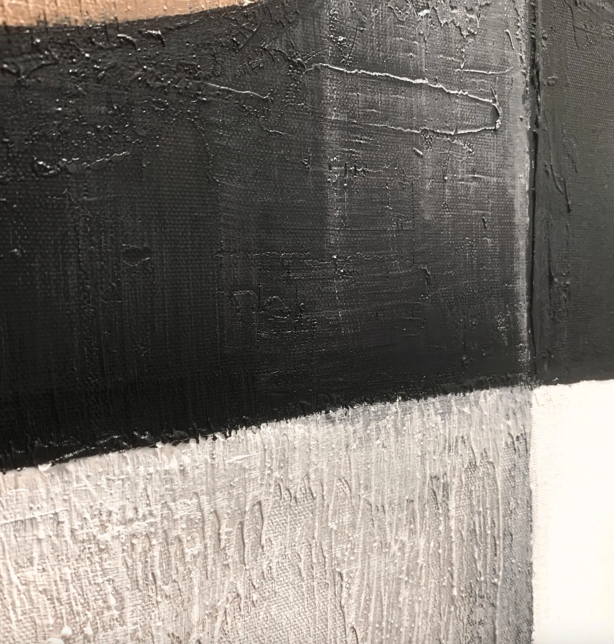 Cuadro Pintado a Mano Oleo , abstracto geométricos Blancos y Negros y tono tierra