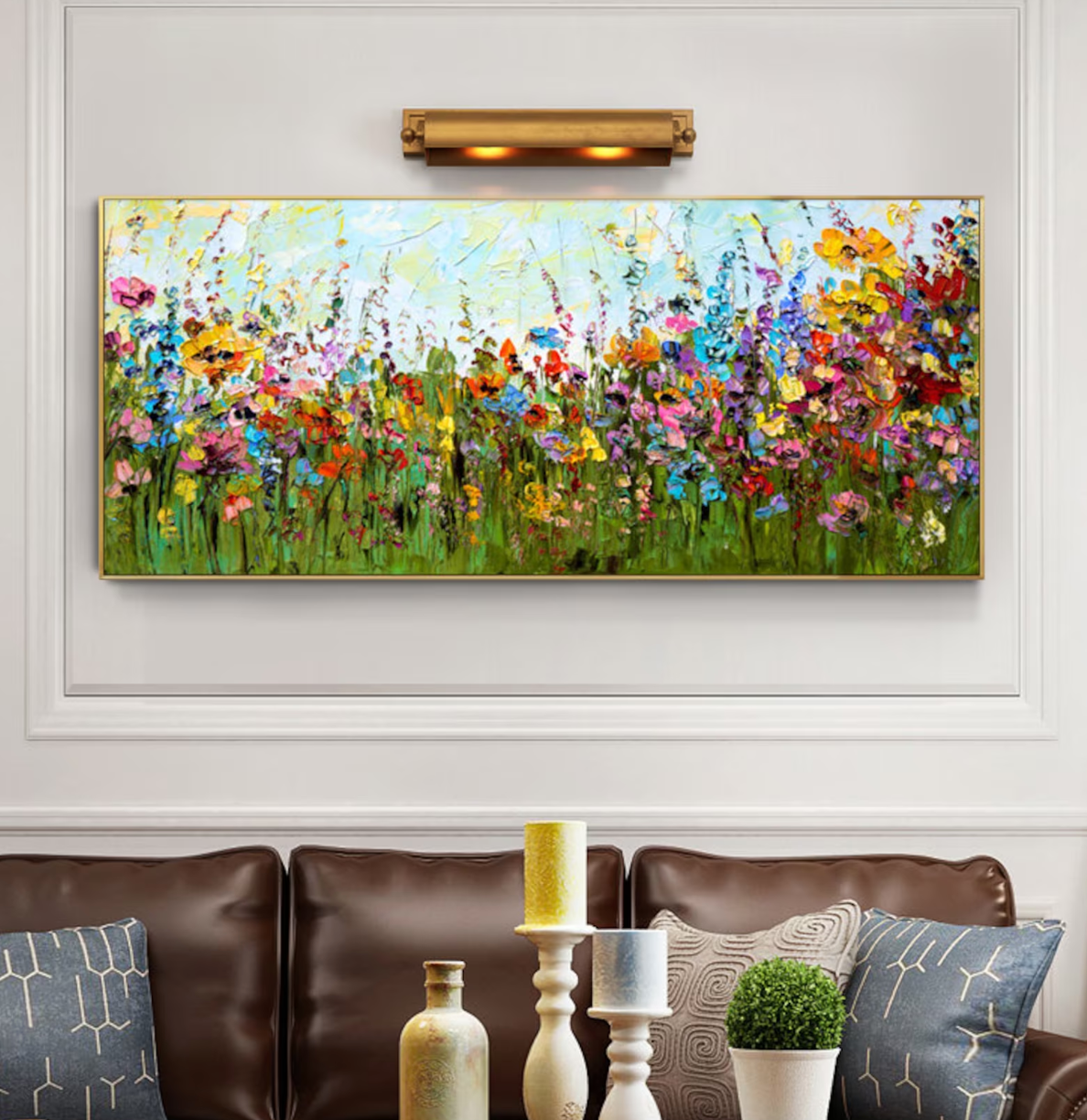 Cuadro Pintado a Mano textura ,  Campo de Flores