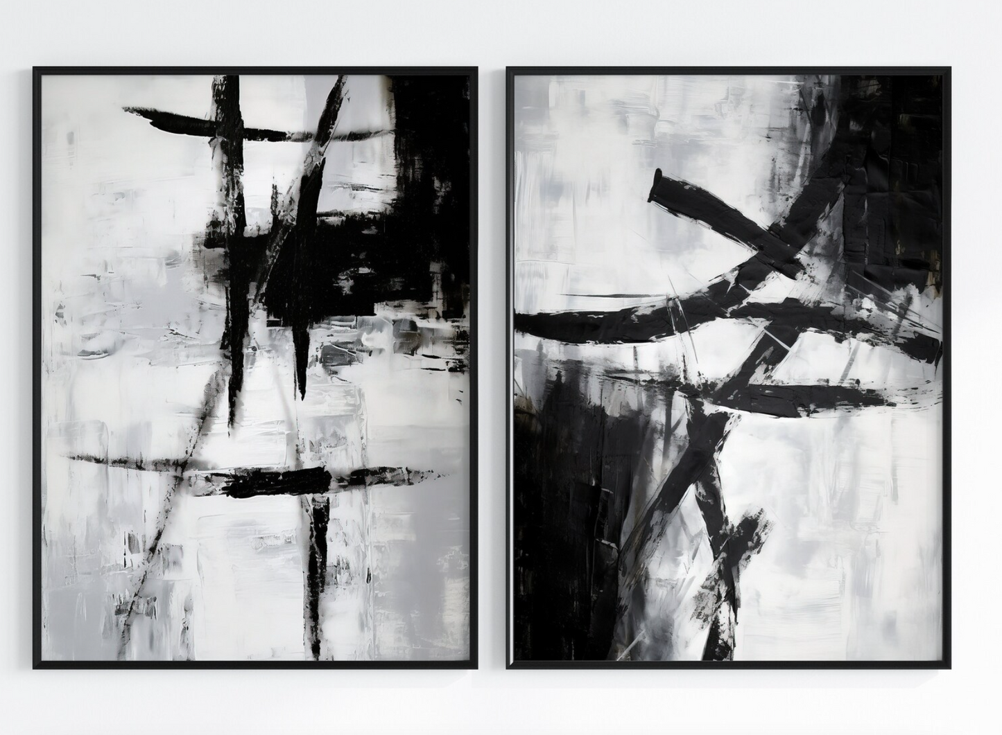 Set 2 Cuadros abstractos , blanco y negro