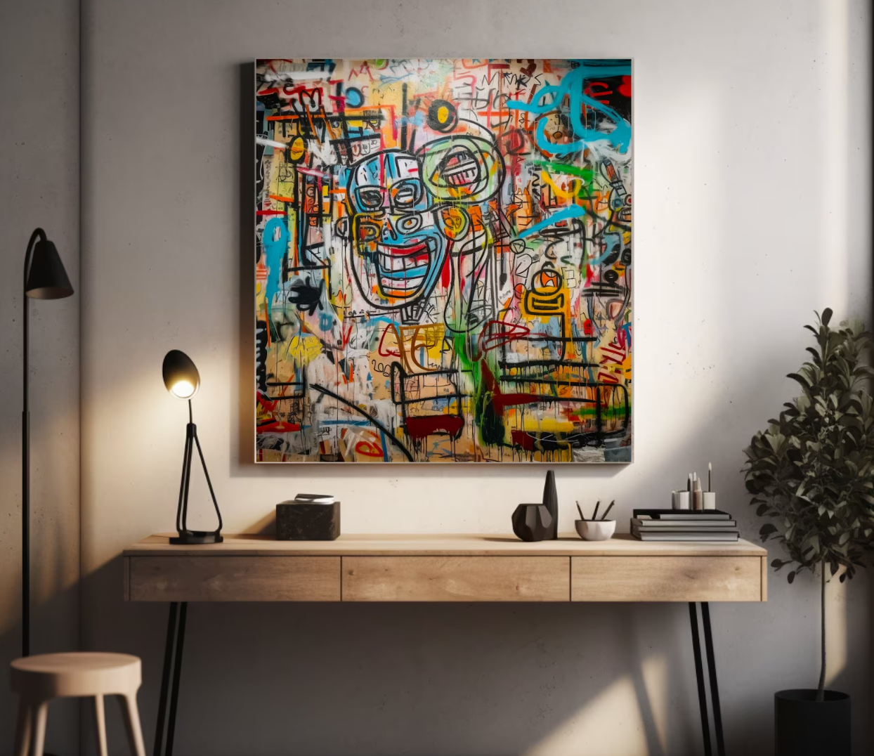 Cuadro Pintado a Mano textura, Estilo Basquiat 2