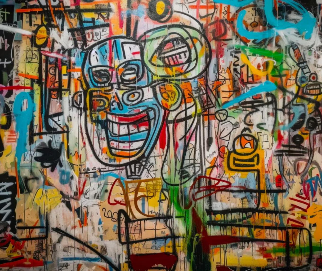 Cuadro Pintado a Mano textura, Estilo Basquiat 2