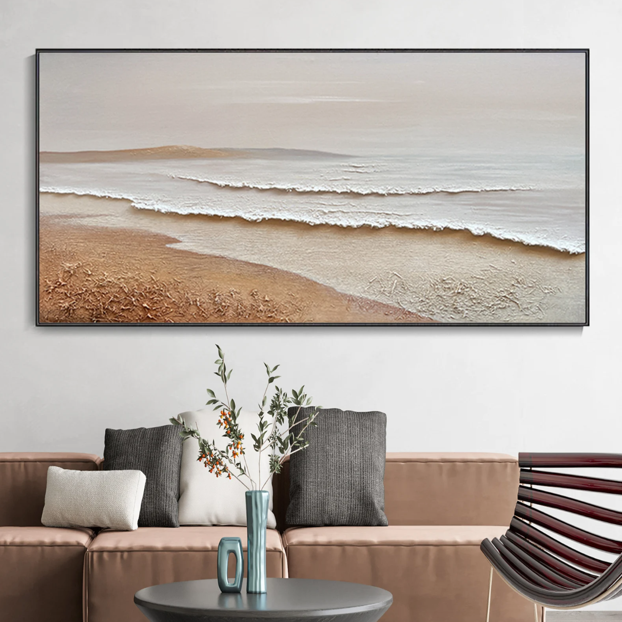Cuadro Pintado a Mano textura , Olas en la costa