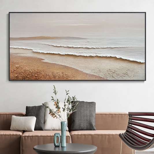 Cuadro Pintado a Mano textura ,  Olas en la costa