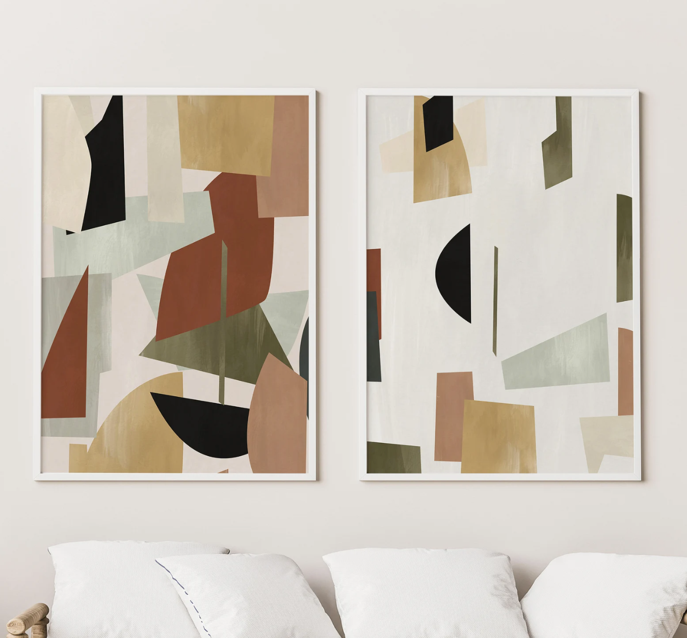 Set 2 Cuadros abstractos neutros