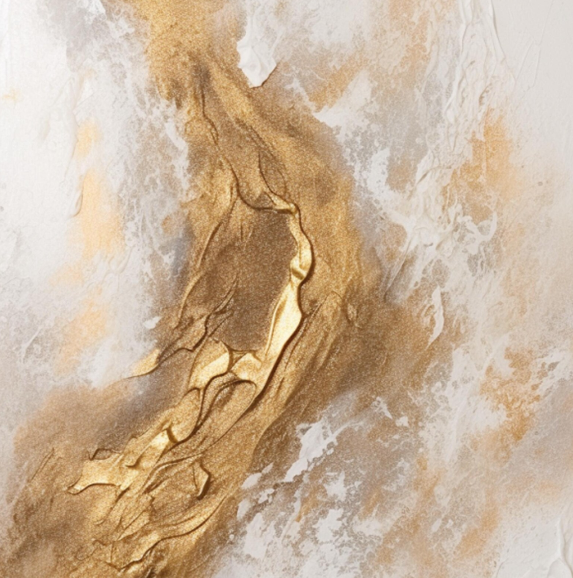 Cuadro Pintado a Mano Texturizado ,Dorados y Blancos