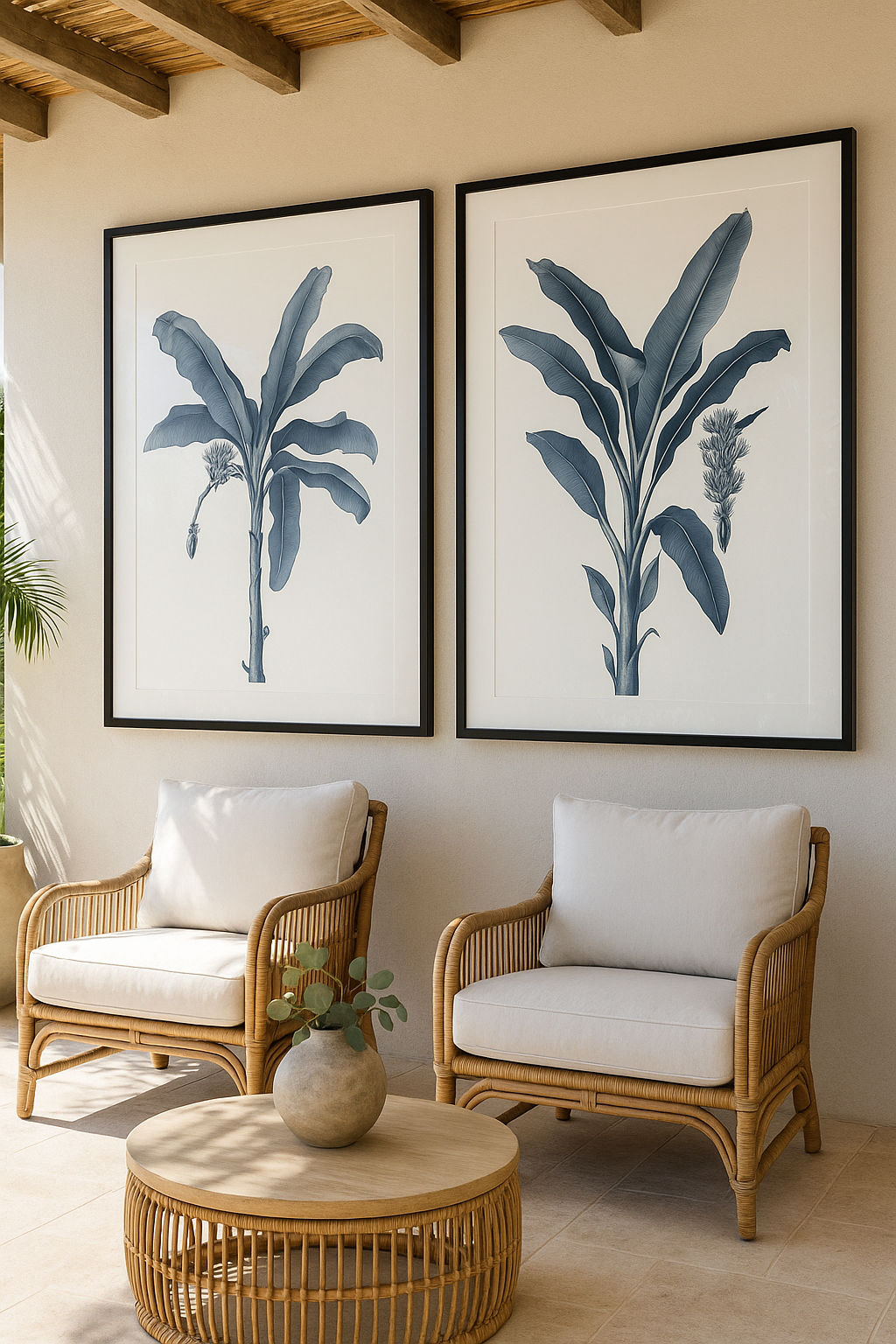 Set 2 Cuadros Botanicos, Platano Azul
