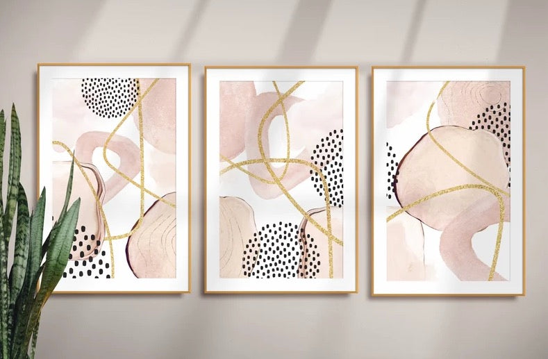Set 3 Cuadros abstractos acuarelados