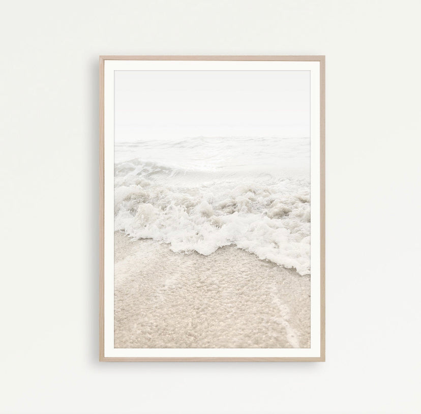 Cuadro de playa y surf neutros