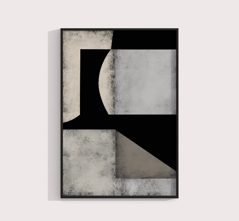 Set 2 Cuadros abstractos blanco y negro , beige