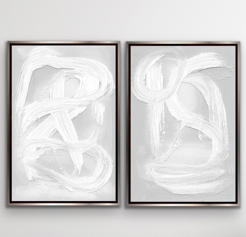 Set 2 cuadros abstractos gris