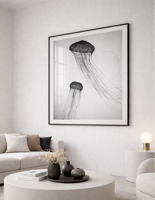 Cuadro de Animales, Medusas blanco y negro