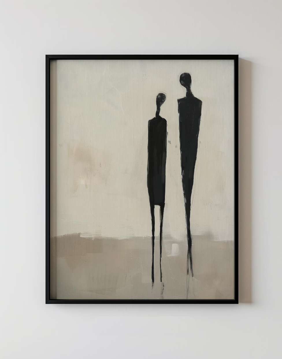 Cuadro Neutro y Beige , Silueta de parejas