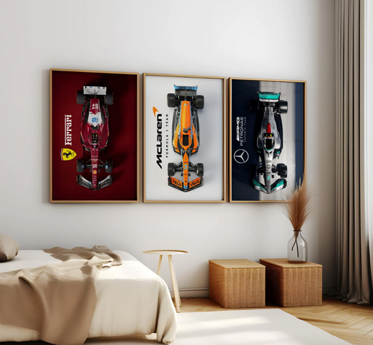 Set de 3 Cuadros F1 , Ferrari , Mclaren, Mercedez