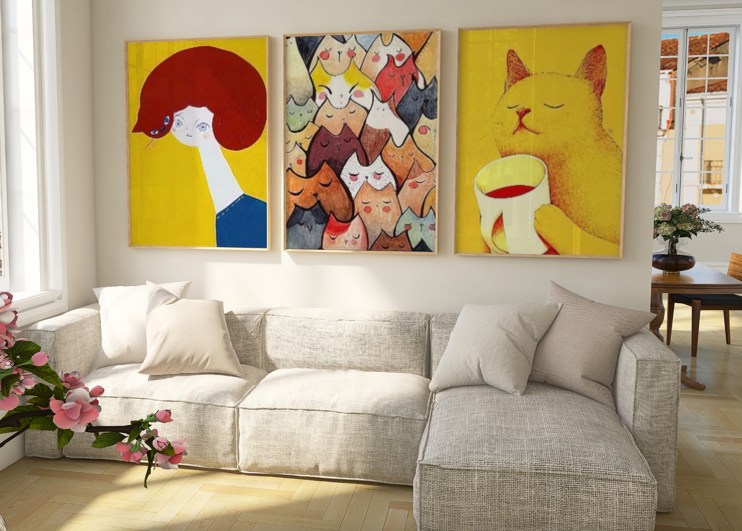 Set 3 Cuadros de animales, Gatos .