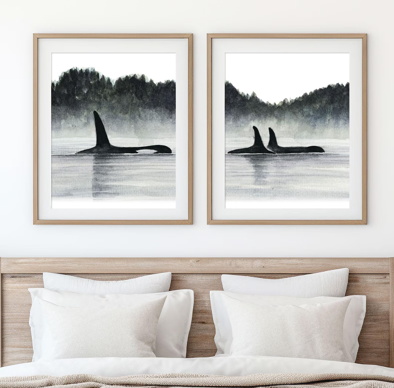 Set 2 Cuadros de animales, Ballenas Orcas