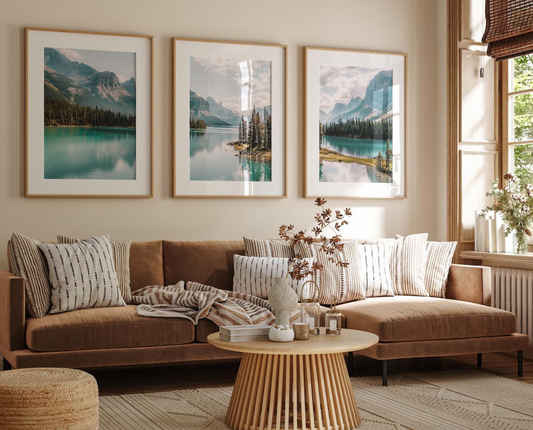 Set 3 Cuadros Botanicos y Naturaleza , Arboles y lago