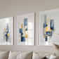 Set 3 Cuadros Abstractos geometricos, tonos crema