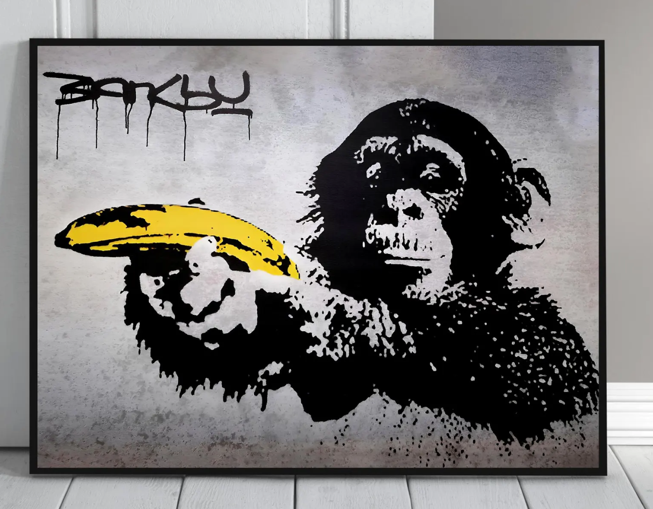 Cuadro Banksy , Urbano , Arte Pop, Mono con banana