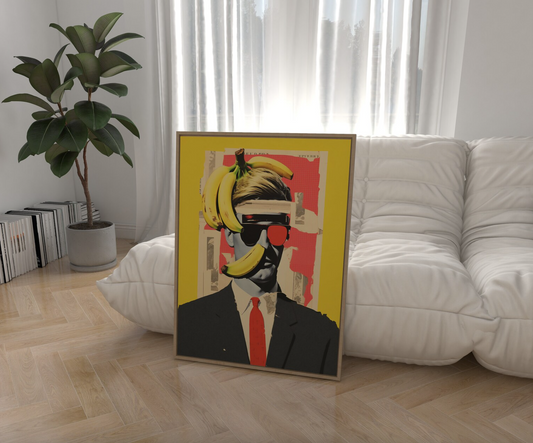 Cuadro Hombre Banana , Collage vintage urbano , pop art.