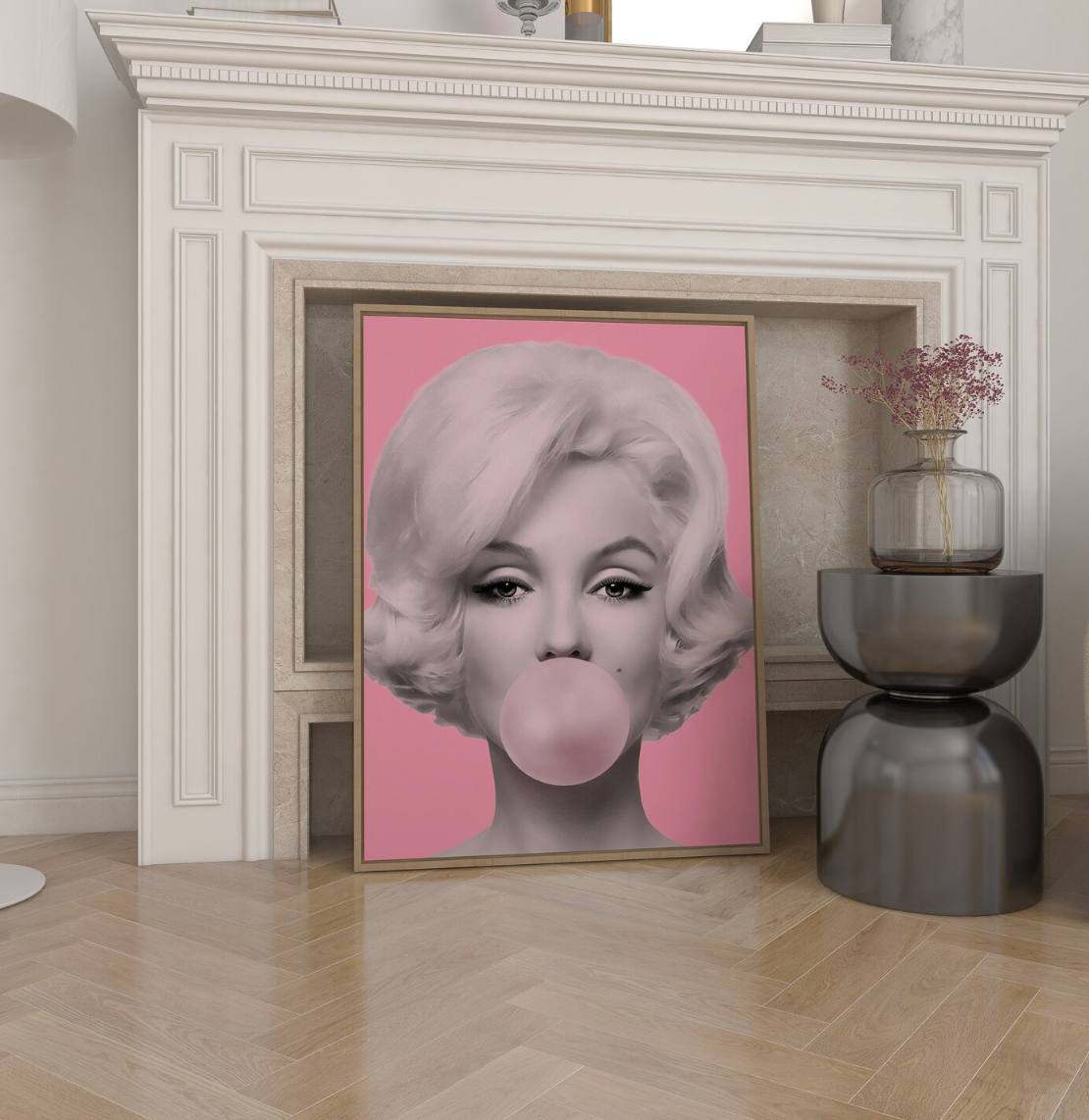 Cuadro de Marylin Monroe Rosa, Mascando Chicle Pop art