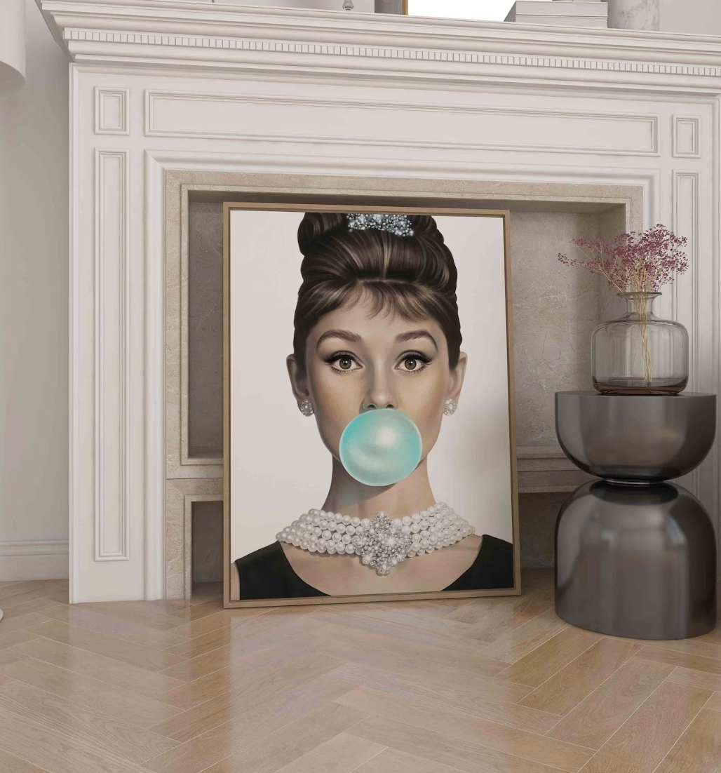 Cuadro de Audrey Hepburn, Mascando Chicle Pop art