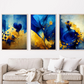 Set 3 Cuadros abstractos dorados y azules