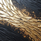 Cuadro Pintado a Mano textura ,  Ondas doradas sobre negro.