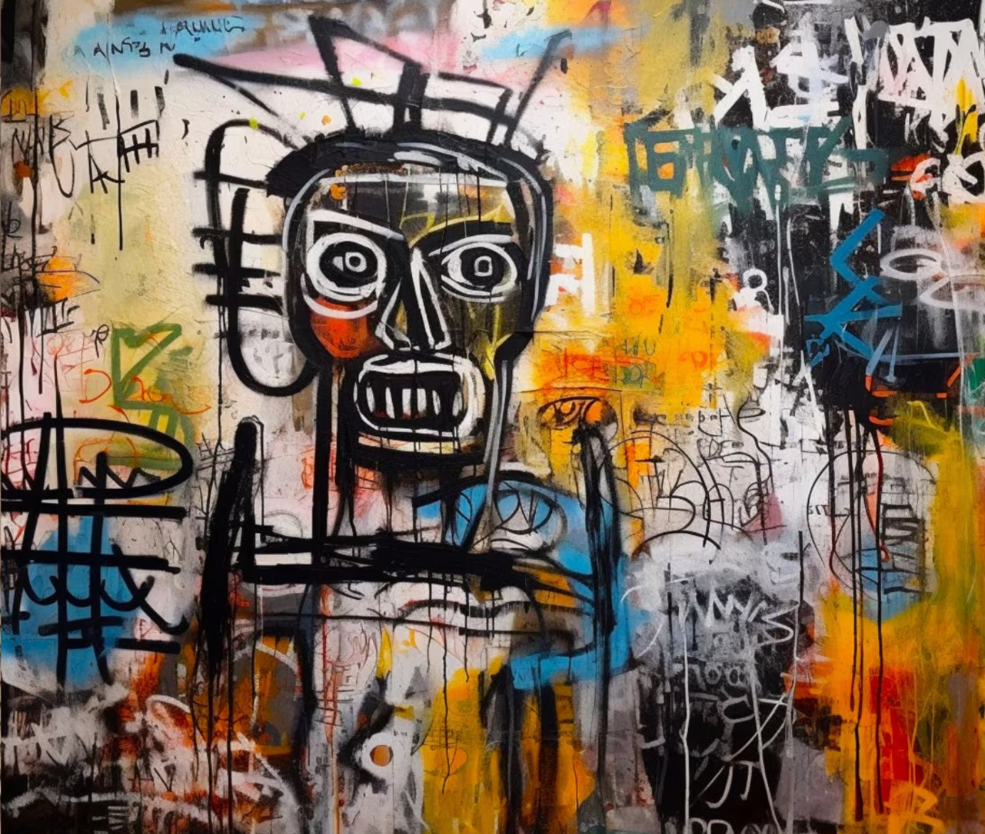 Cuadro Pintado a Mano textura,  Estilo Basquiat