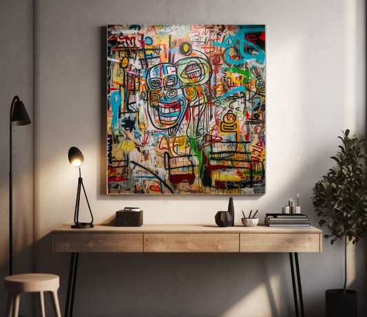 Cuadro Pintado a Mano textura,  Estilo Basquiat 2