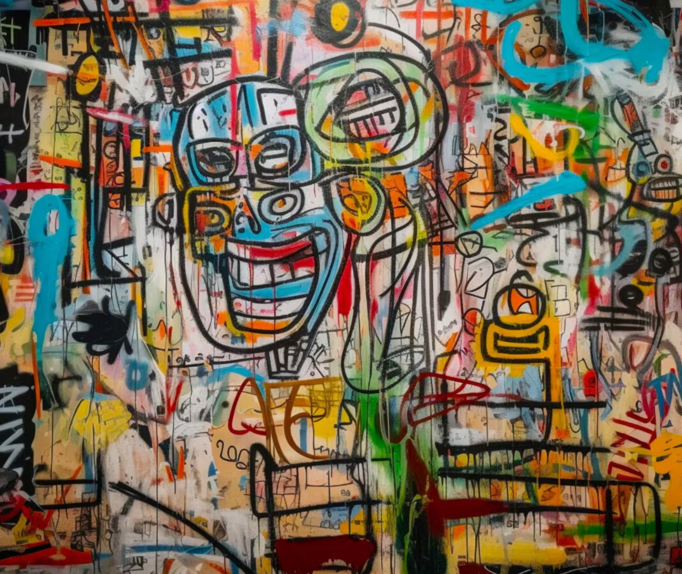 Cuadro Pintado a Mano textura,  Estilo Basquiat 2