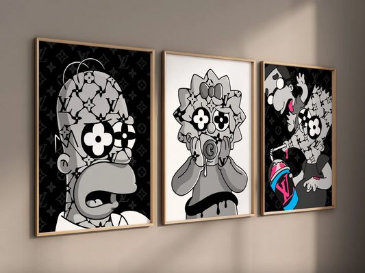 Set 3 Cuadros Urbanos Simpsons Pop Art