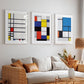 Set 3 Cuadros abstractos modernos estilo piet mondrian