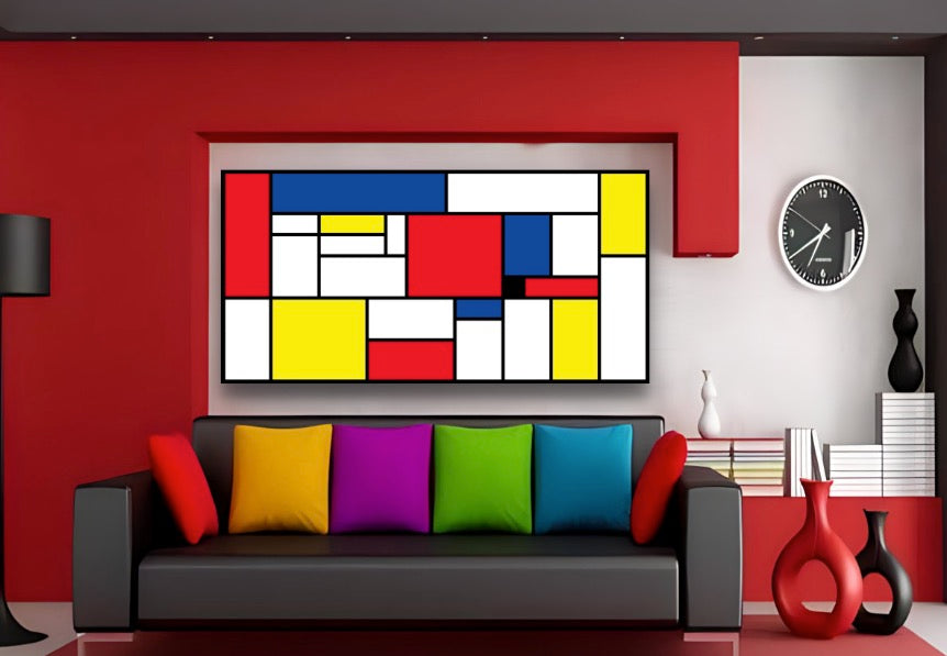 Cuadro abstracto geometrico estilo Piet Mondrian