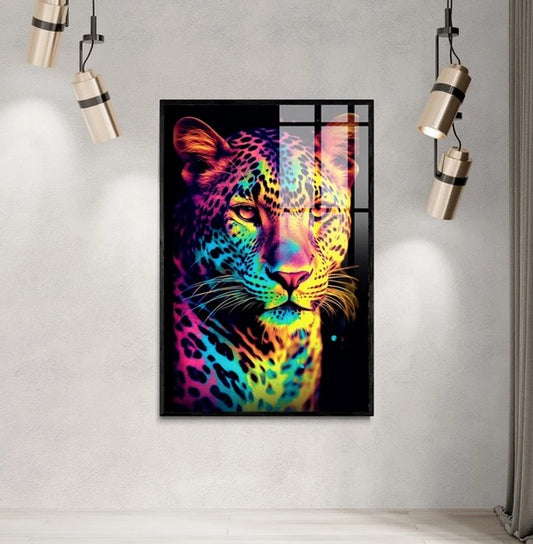 Cuadro de animales , leopardo de neon 2