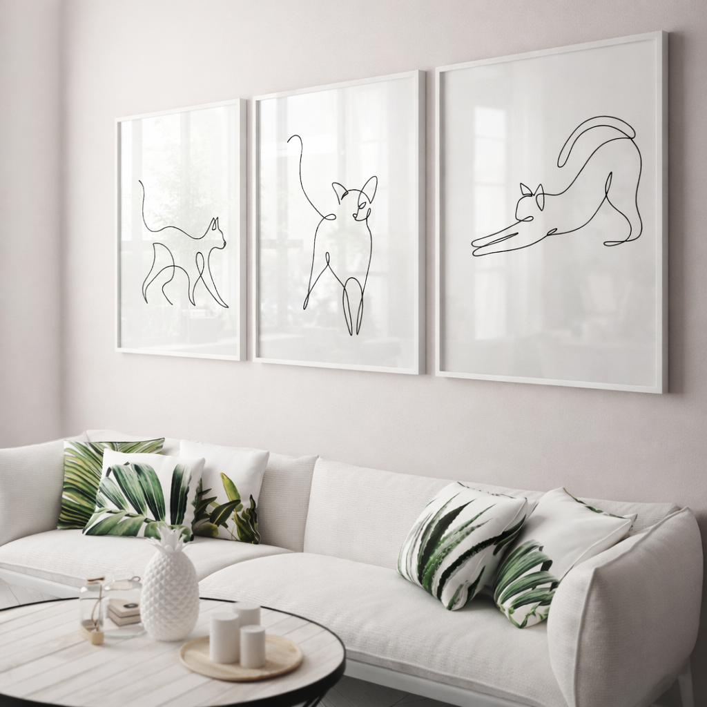 Set 3 Cuadros Animales,  silueta de gatos