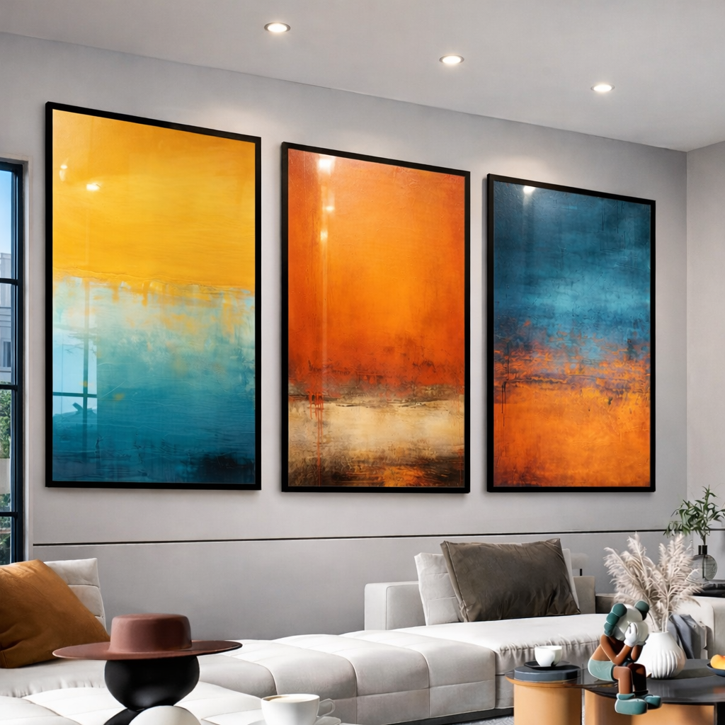 Set 3 Cuadros abstractos, colores vivos