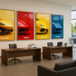 Set 4 Cuadros Autos concesionario , Lambo , Ferrari , Porsche