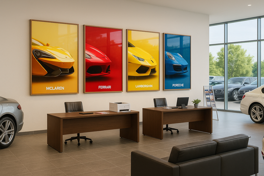 Set 4 Cuadros Autos concesionario , Lambo , Ferrari , Porsche