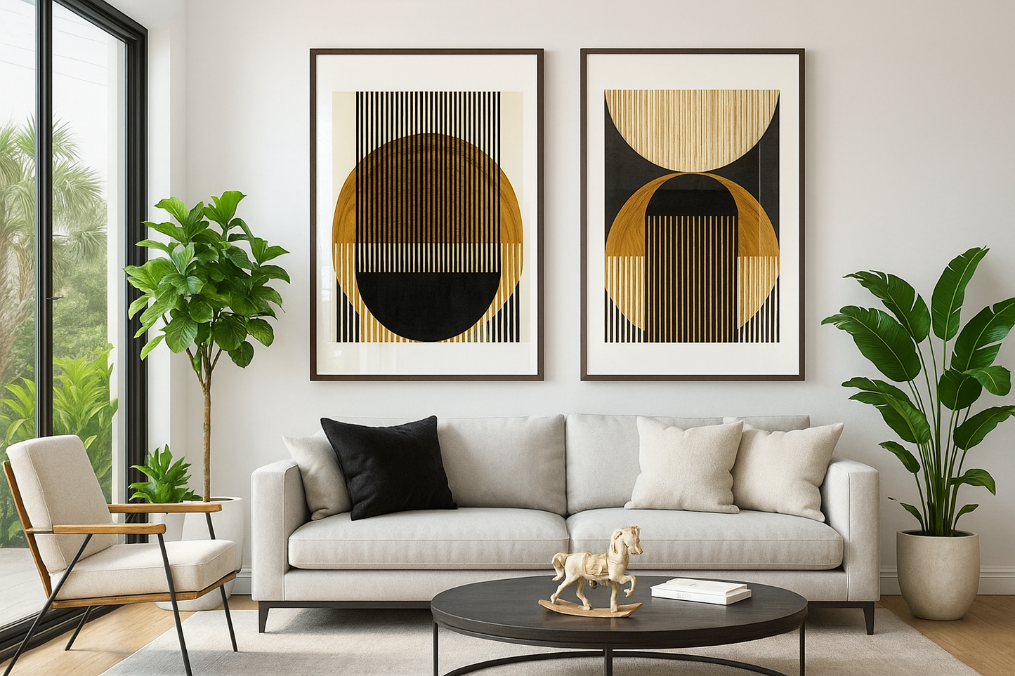 Set 2 Cuadros abstractos geometricos , negros y cafes