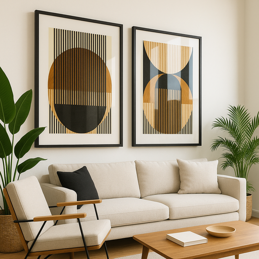 Set 2 Cuadros abstractos geometricos , negros y cafes