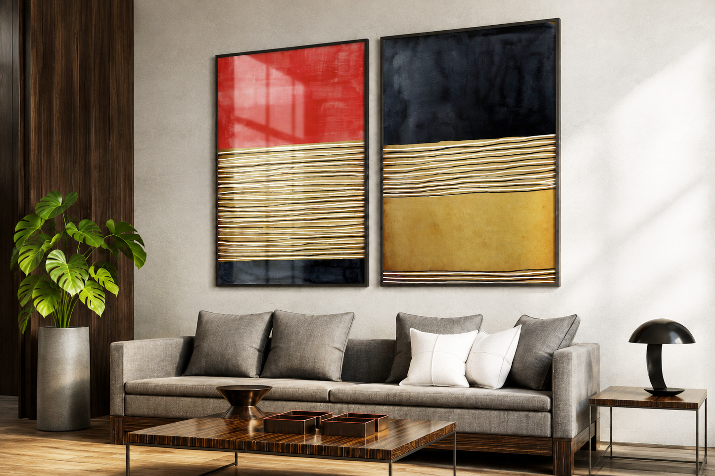 set 2 Cuadros Abstractos , lineas