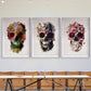 Set 3 Cuadros calaveras floreadas botanico