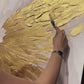 Cuadro Pintado a Mano textura , alas doradas