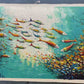 Cuadro Pintado a Mano textura , peces en cardumen
