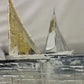Cuadro Pintado a Mano textura ,  Regata y veleros