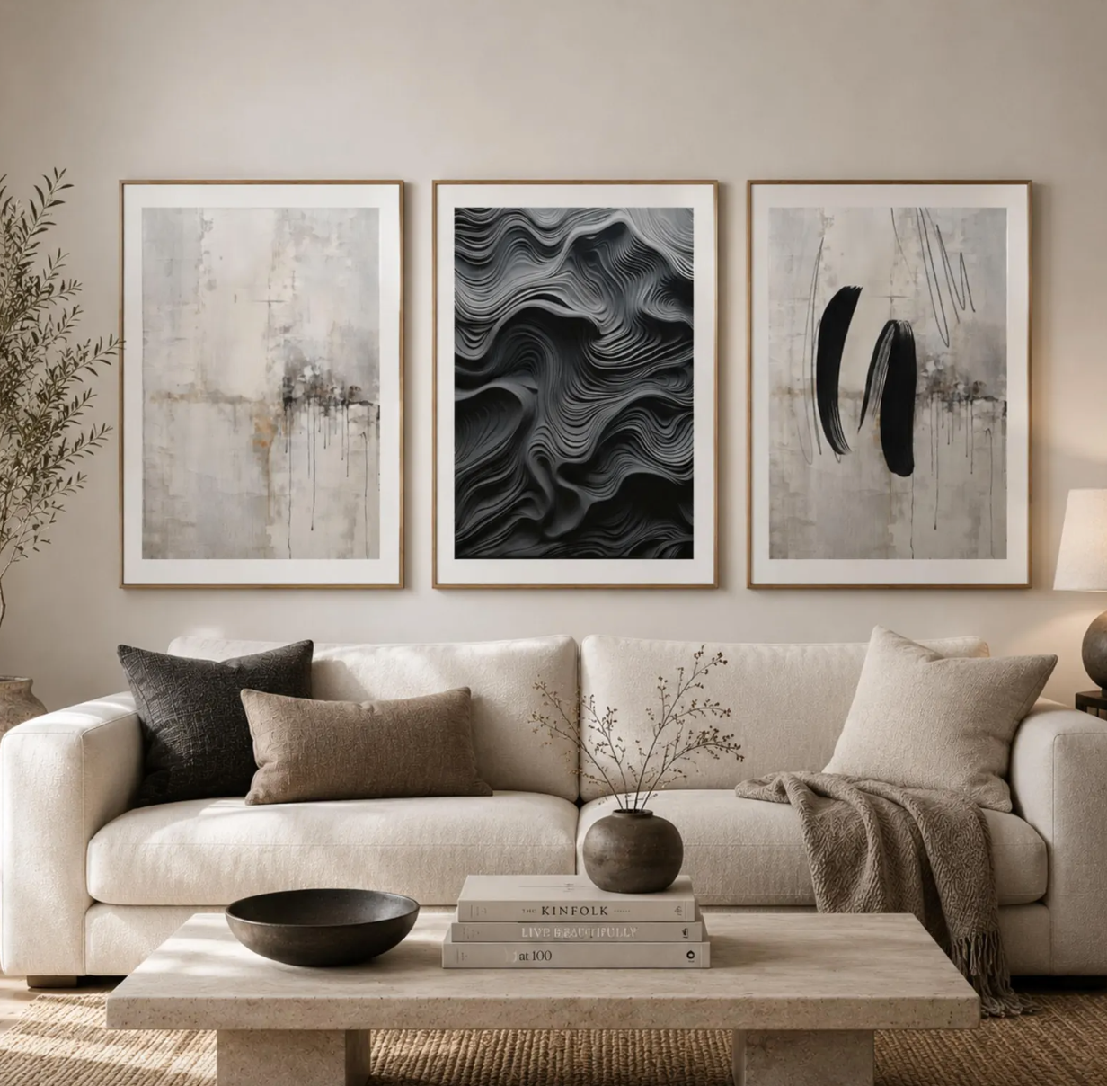 Set 3 Cuadros Abstractos, ondas