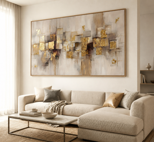 Cuadro Canvas XL 85 , Abstracto en dorados