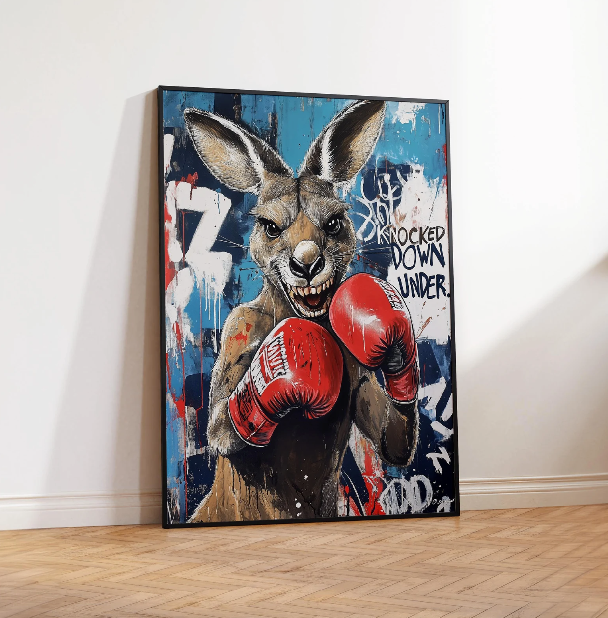 Cuadro de animales, canguro popart graffiti