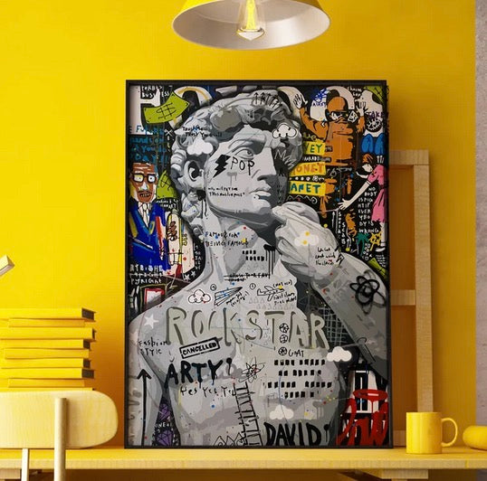 Cuadro Street Art "David rockstar"